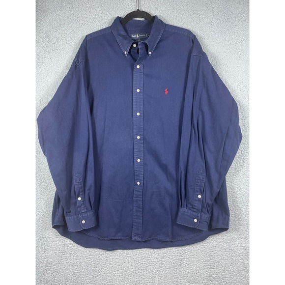 Ralph Lauren Men's Solid Blue Button Up Shirt Size XXL - Picture 1 of 10